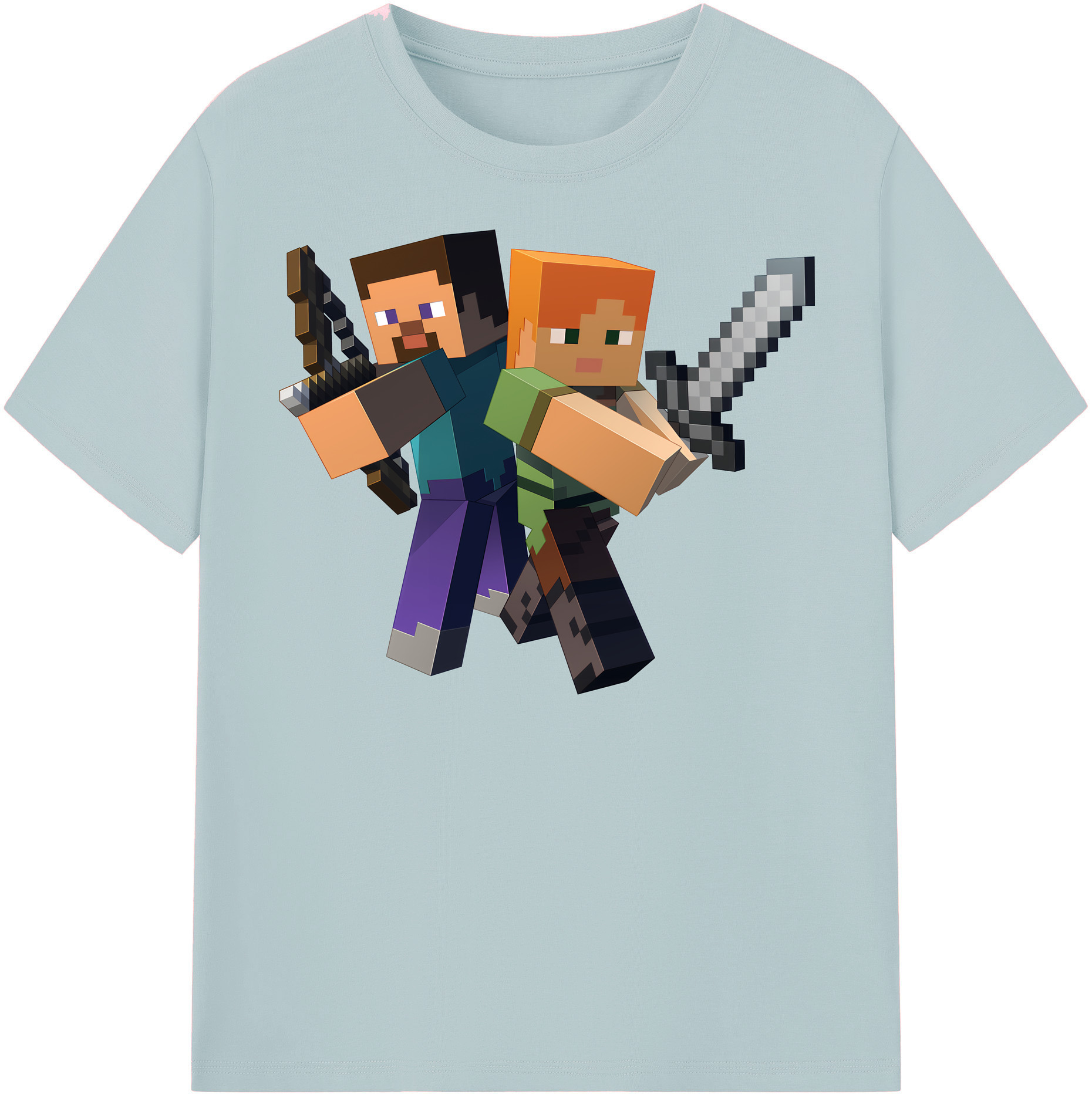 （画像用） マインクラフト ブロックの世界 Minecraft MC Block world 綿100％半袖Tシャツ（フロントプリント）
